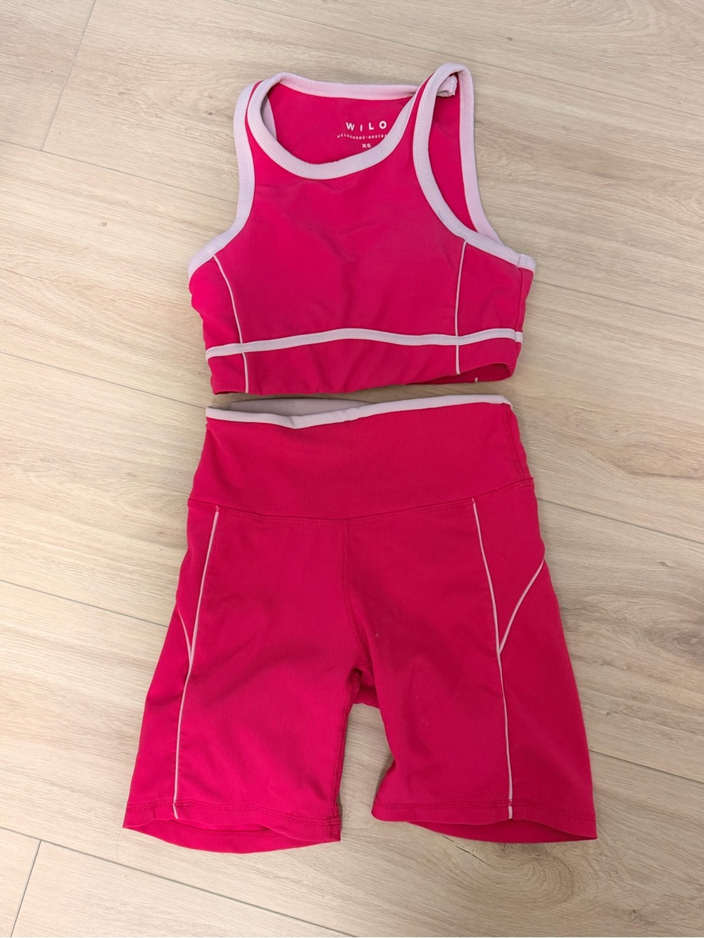 WILLO Hot Pink Sports Crop Top & Bike Shorts Set
